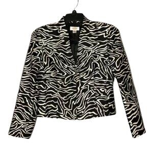 Vintage Talbots Silk Wool Jacket Suit Crop Women Size 4 Zebra Workwear Business